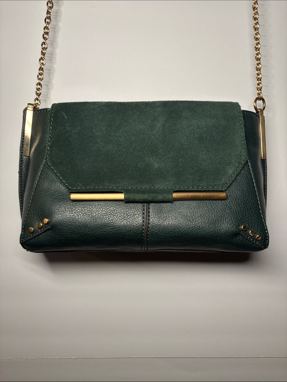 Sole Society Dark Green Crossbody Bag with Gold Accents